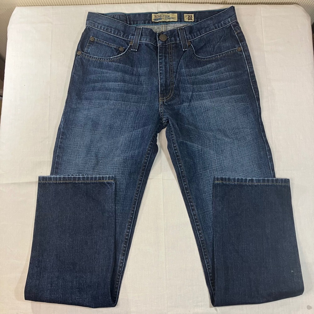 RSQ Slim Straight Jeans Mens 32x32 Dark Wash Blue 100% Cotton Denim RN 108168